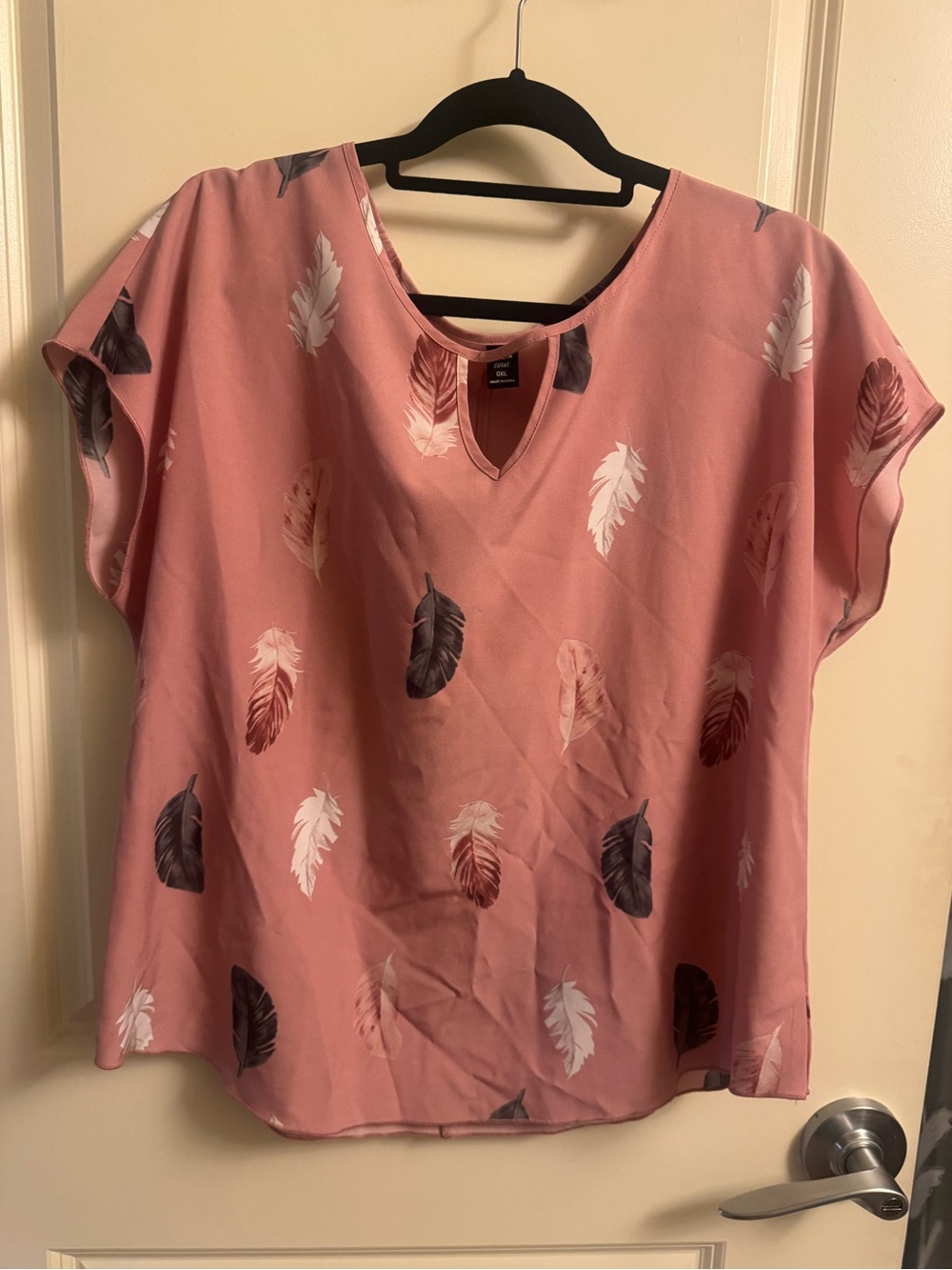 Women’s Rose Pink Feather Print Blouse